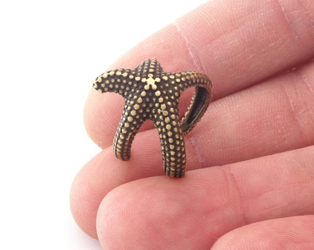 Starfish Adjustable Ring Antique Bronze Plated brass (18mm 8US inner size) 3065