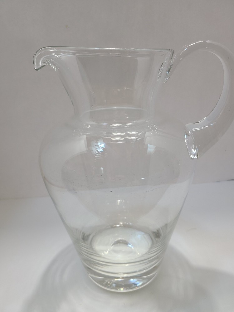 Vintage Hand Blown Clear Glass Pitcher