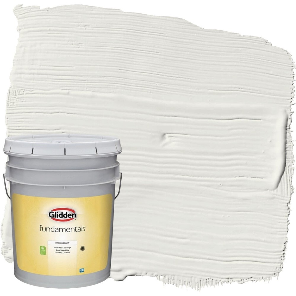 Glidden Fundamentals Grab-N-Go Eggshell Interior Paint, White, 5 Gal. Glidden