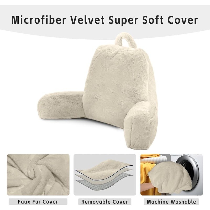 Adjustable Shredded Foam Reading Pillow Back Support Armrest Storage Comfort New