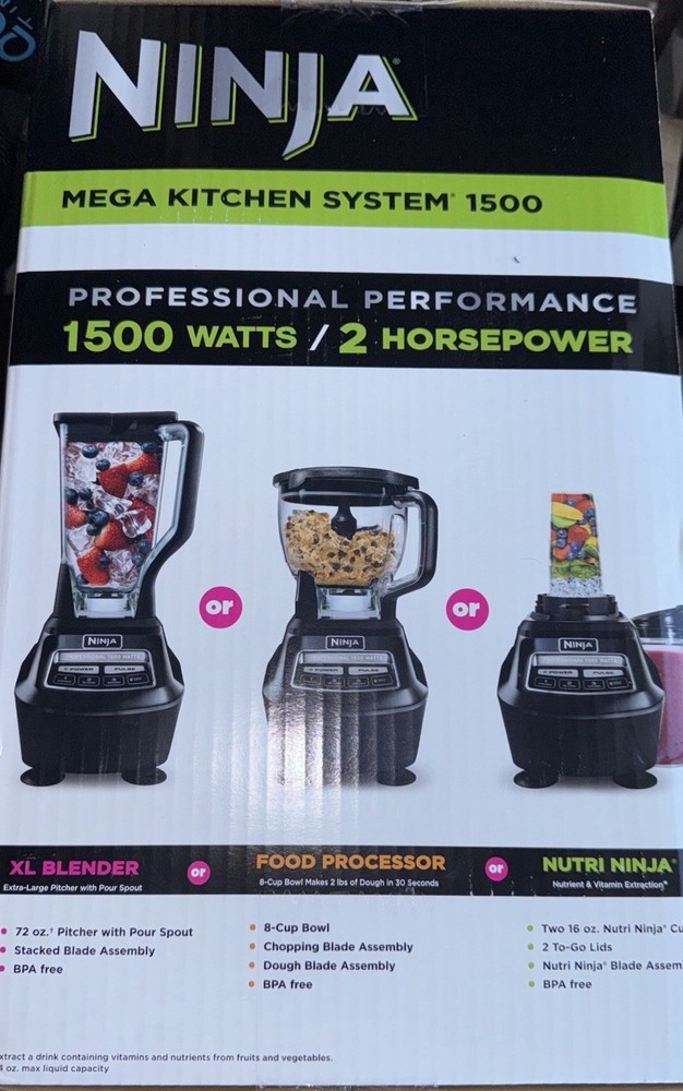 Blender Mega Kitchen System 1500W 4 Functions Smoothies Processing Dough Drinks