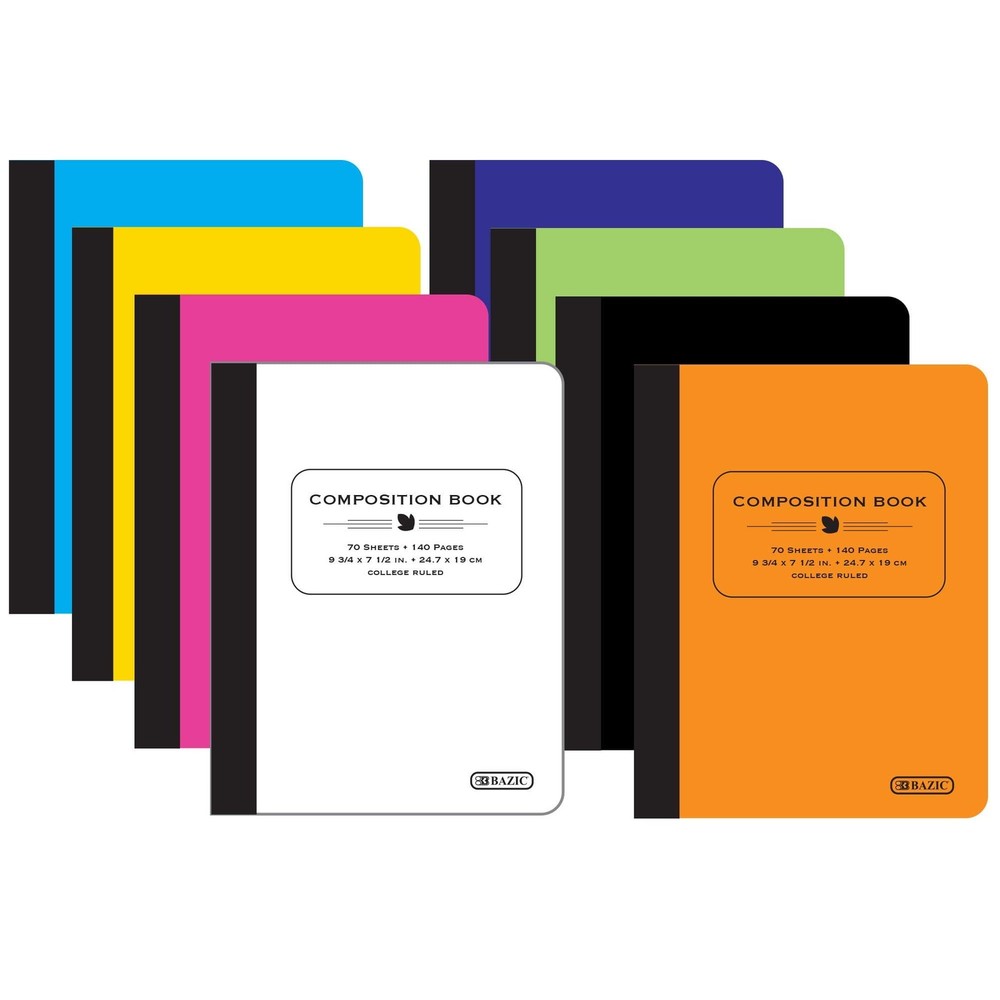 Bazic Products 5089 Poly Cover Composition Books 70 Sheets Assorted