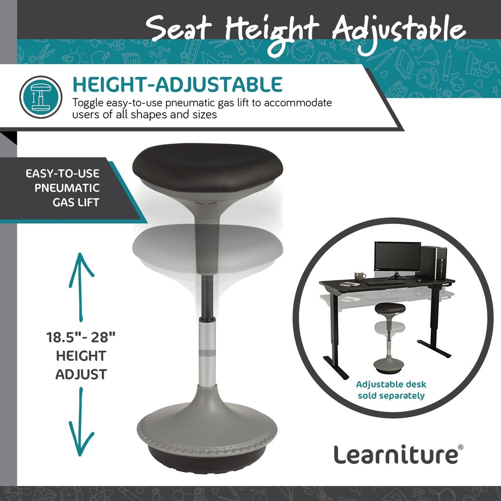 Learniture Adjustable Height Active Learning Stool for Office Desks and