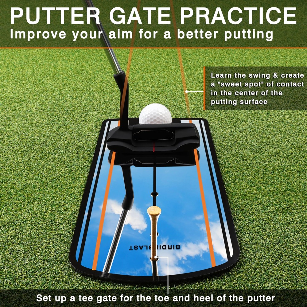 Golf Putting Mirror Training Aid with Putter Line for Practice, Alignment Tool