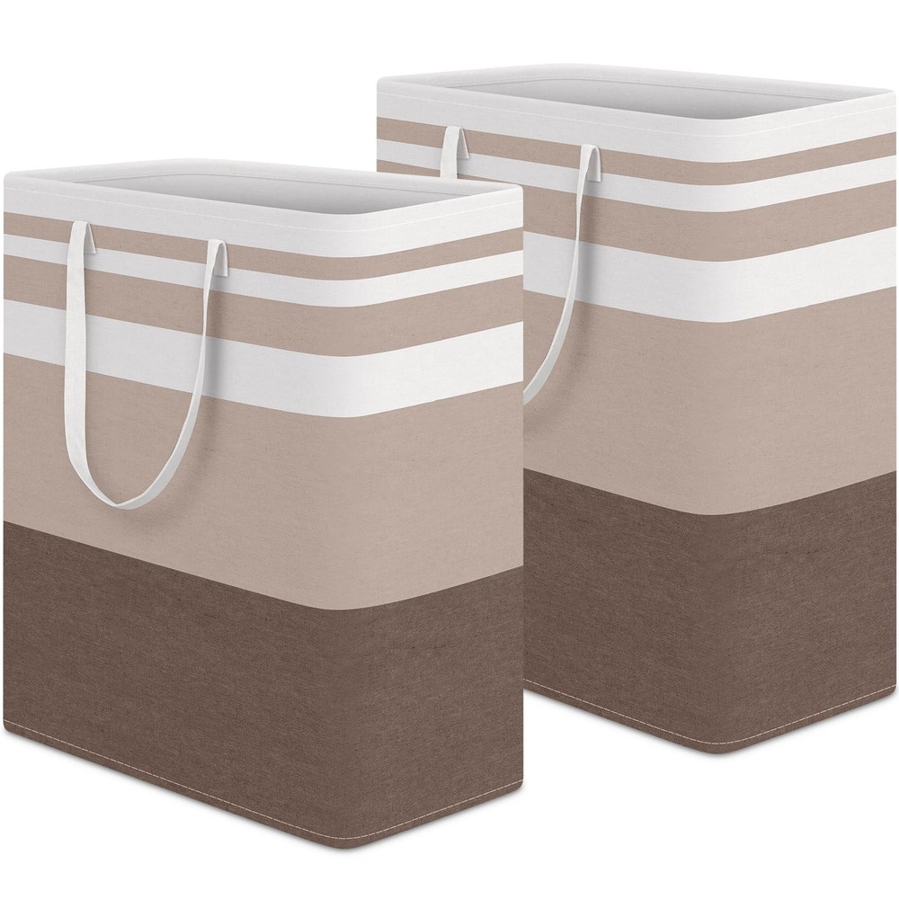 2-Pack Large Laundry Basket Waterproof Freestanding Laundry Hamper Collapsibl...
