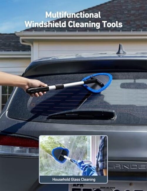 AstroAI Windshield Cleaner Tool, Car Interior Window Detailing 1 pack Blue