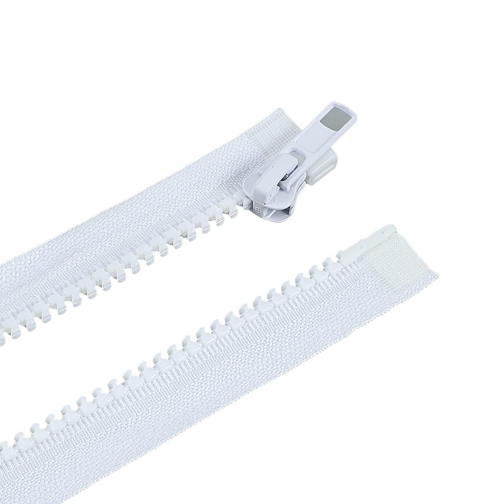 2 PCS 5 Separating Jacket Zippers 41 Inch White Molded Plastic For Sewing