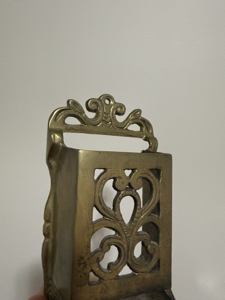 Ornate Brass Wall Mount Matchbox Holder