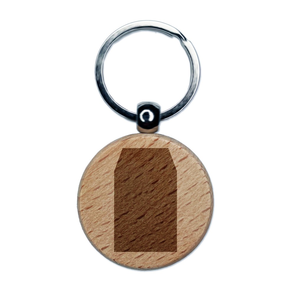 Gift Tag Shape Solid Engraved Wood Round Keychain Tag Charm