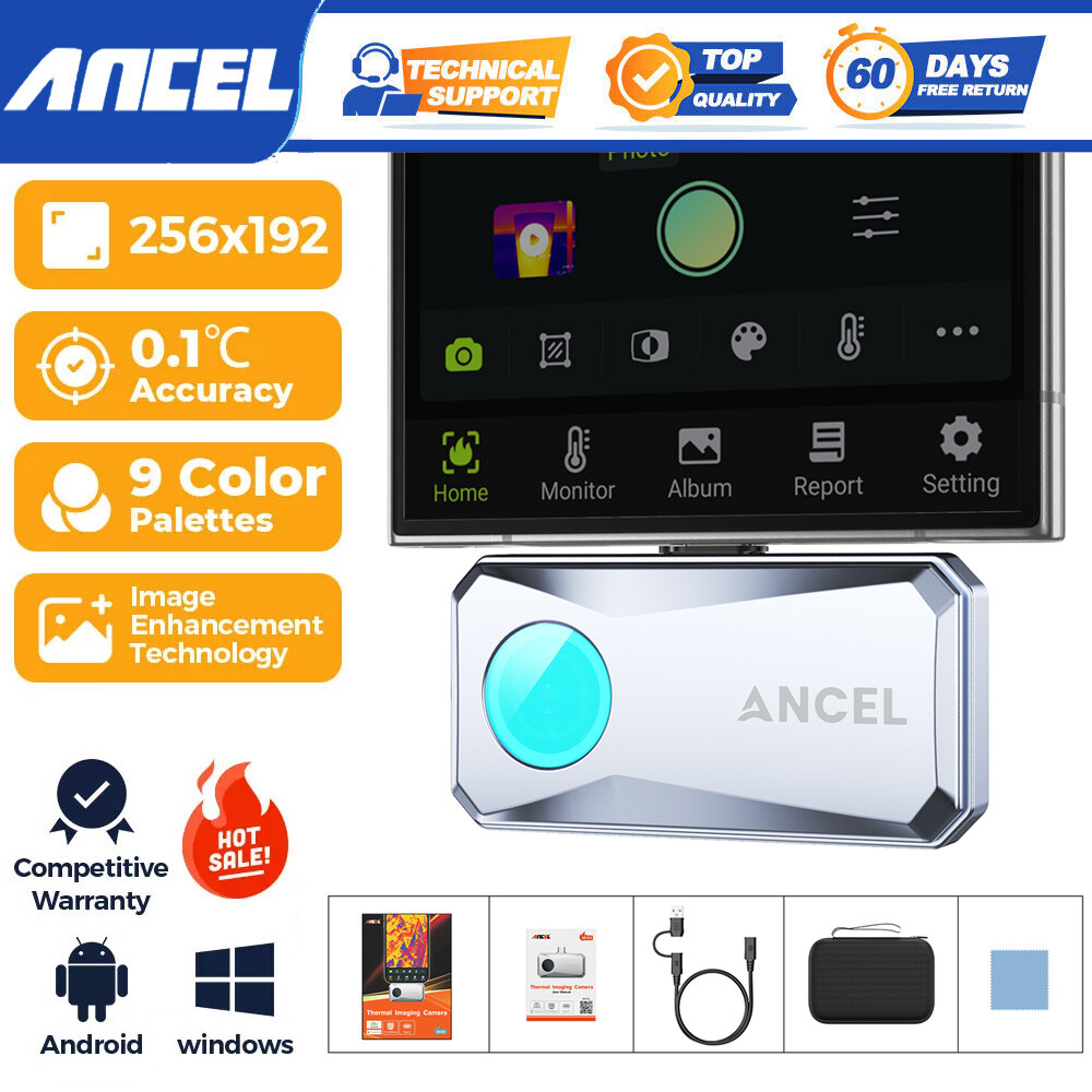ANCEL IR101 Thermal Camera for Android & PC USB C 256x192 IR High Resolution