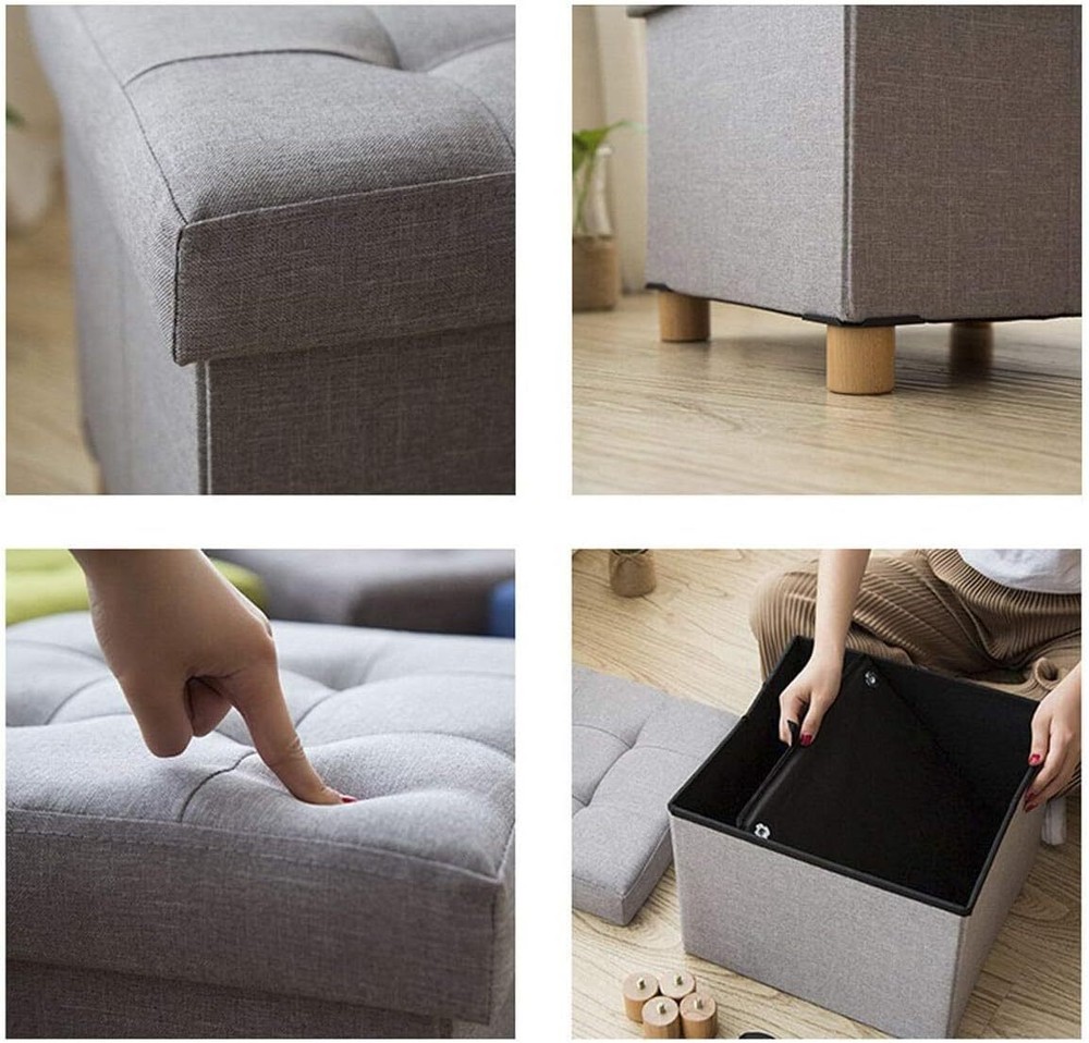 BRIAN & DANY Storage Ottoman Cube, Small 15 x 15 x 15 Inches, Grey