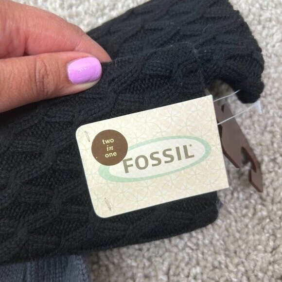FOSSIL Winter Gloves Black Grey NWT