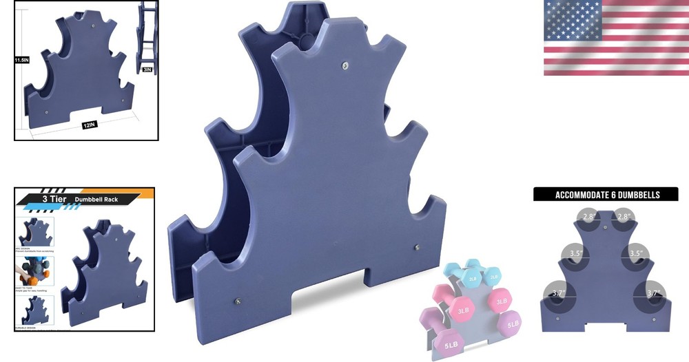 Triangular Dumbbell Storage Rack for Up to 6 Weights - Lightweight & Durable
