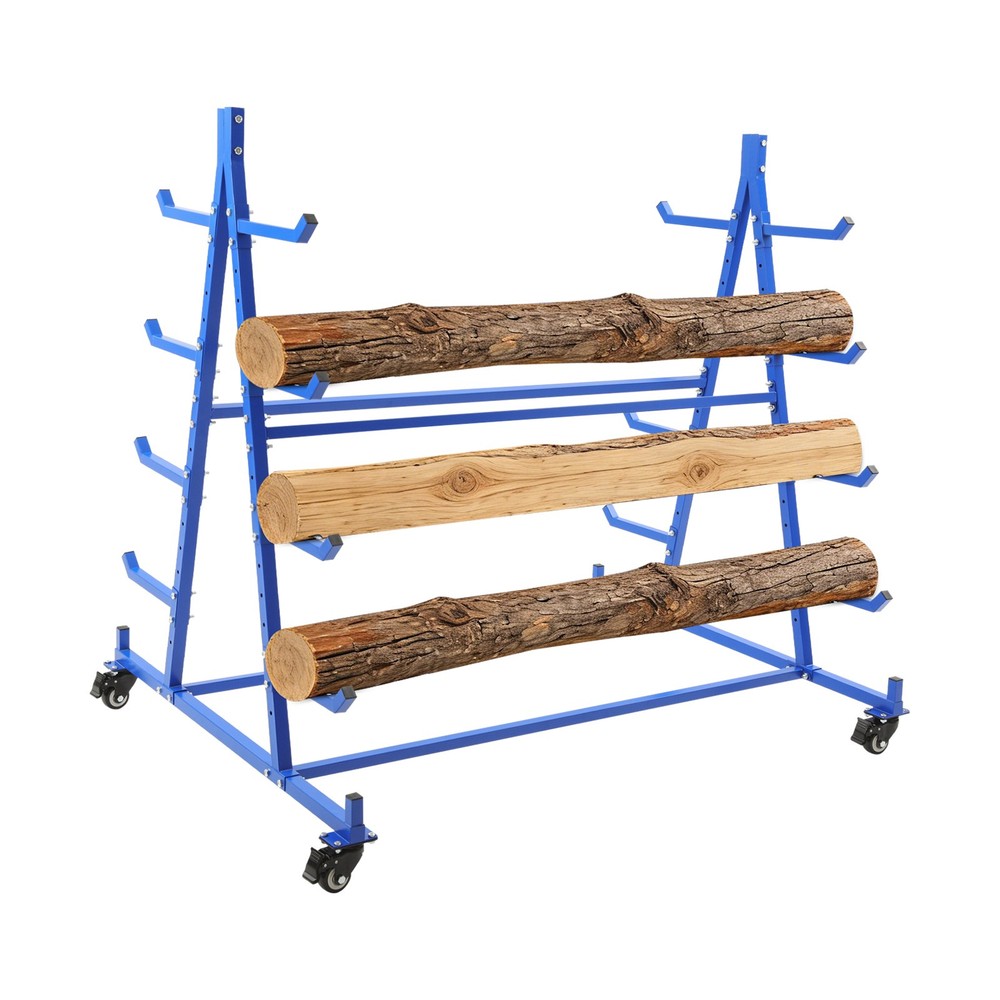 5-Tier Rolling Pipe Storage Rack Horizontal Lumber Organizer with Brake Casters
