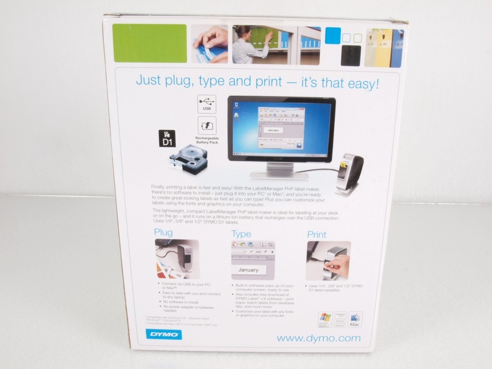 Dymo D1 Plug and Play Label Maker New Open Box PC Mac