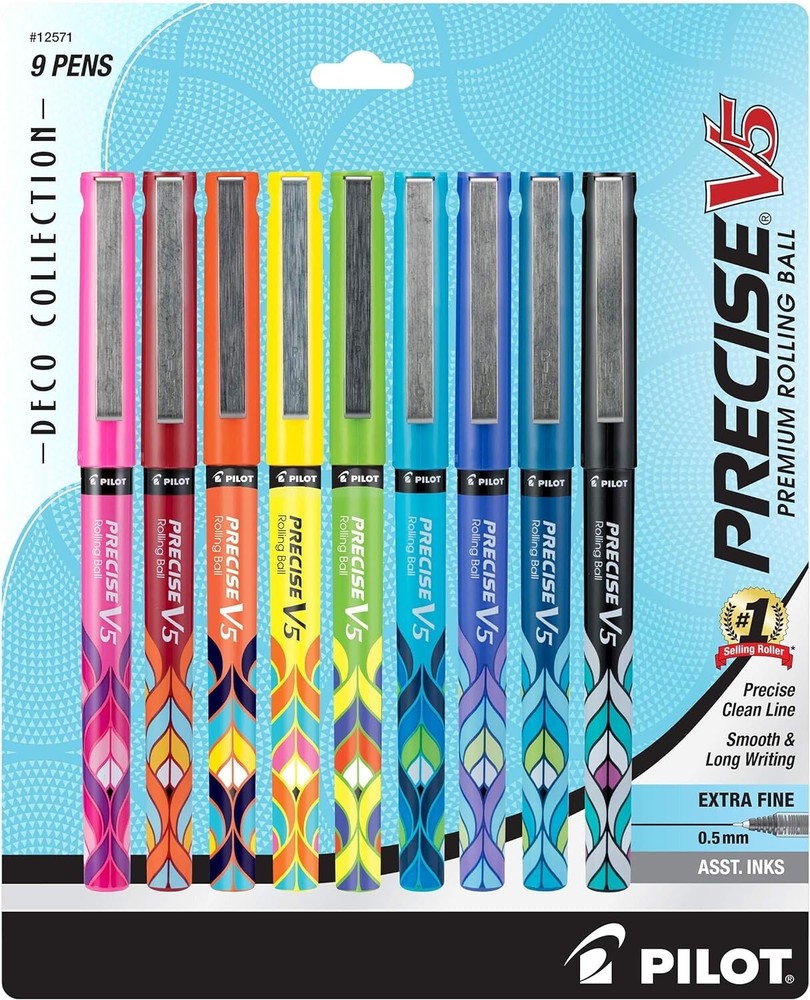 Pilot 11890 Precise V5 Retractable Rolling Ballpens, Extra Fine, Assorted 8 Pack