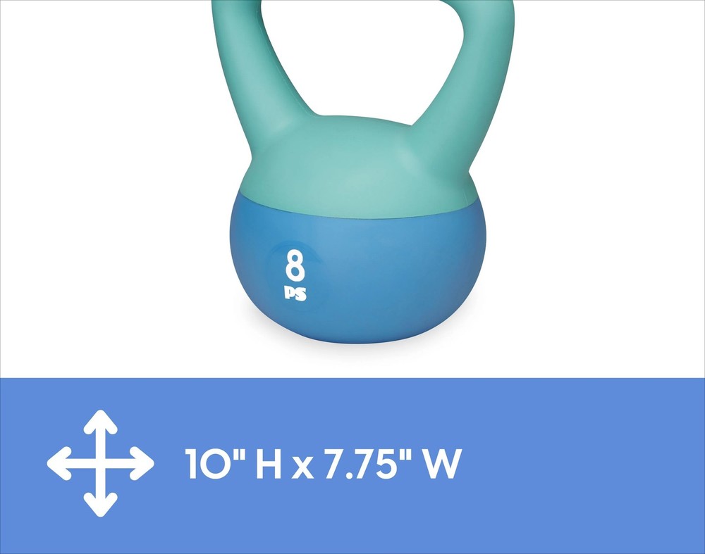 8lb Soft Shell Kettlebell, Blue, Sand Filled