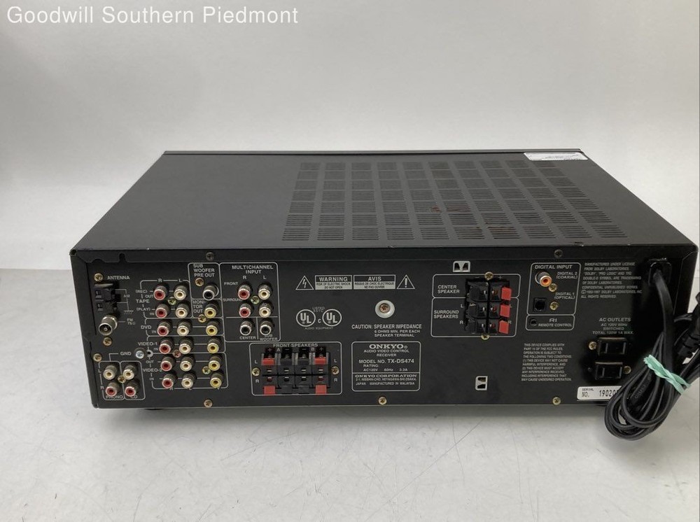 Onkyo TX-DS474 A/V Receiver - No Remote - Tested