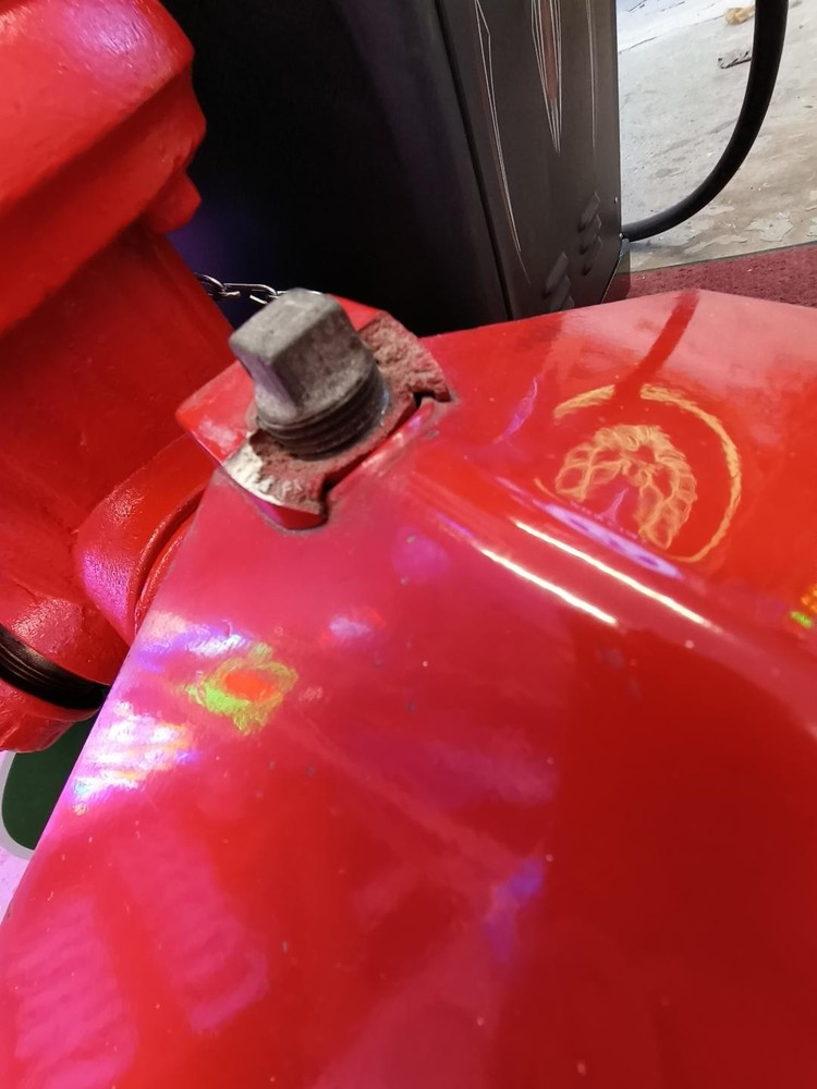 Original Fire Hydrant / Vintage Red Cast Iron Michigan Fire Hydrant Firefighters