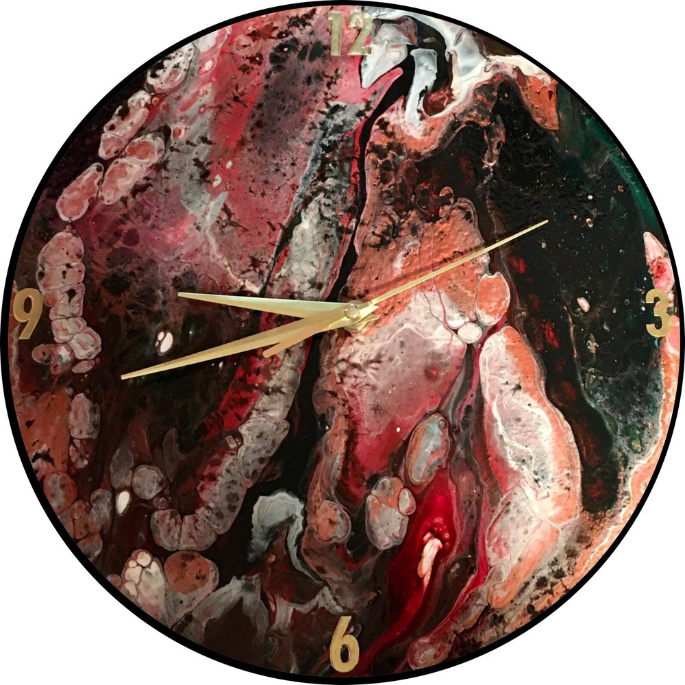 Handmade Vinyl Record Acrylic Pour Paint Clock