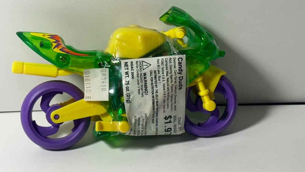 motorcycle Candy Duds Candy Dispenser from 2000, Mint Unopened