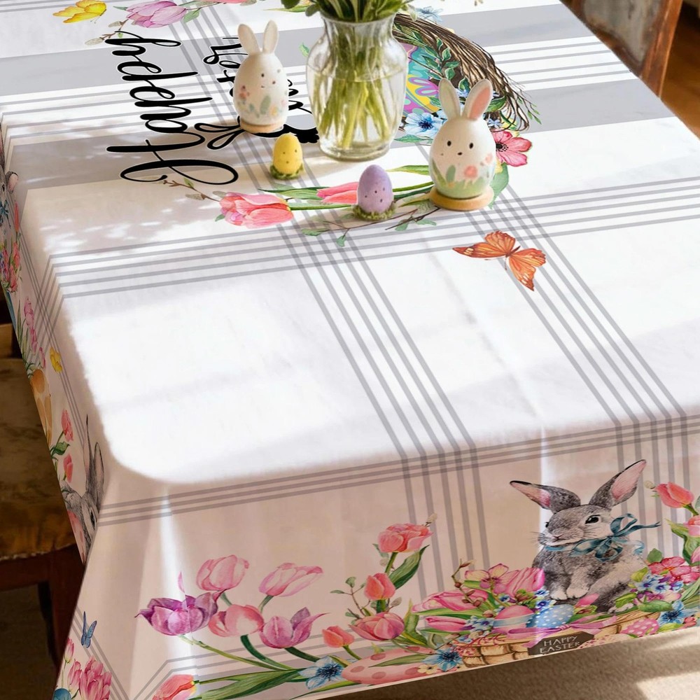 Hexagram Easter Tablecloth 60 x 120 Inch, Easter Table Cloth Rectangle Bunny ...