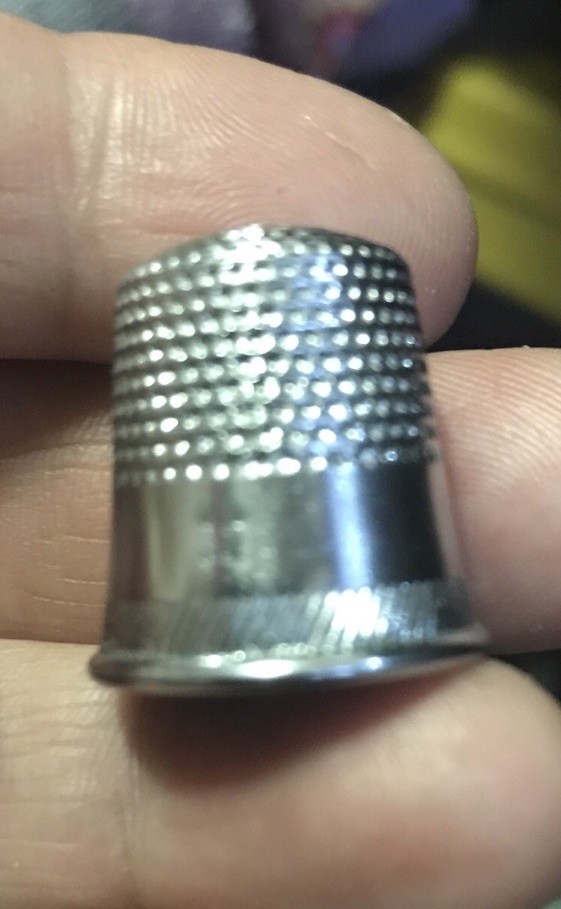 Vintage Silver Tone Sewing Thimble Size 12