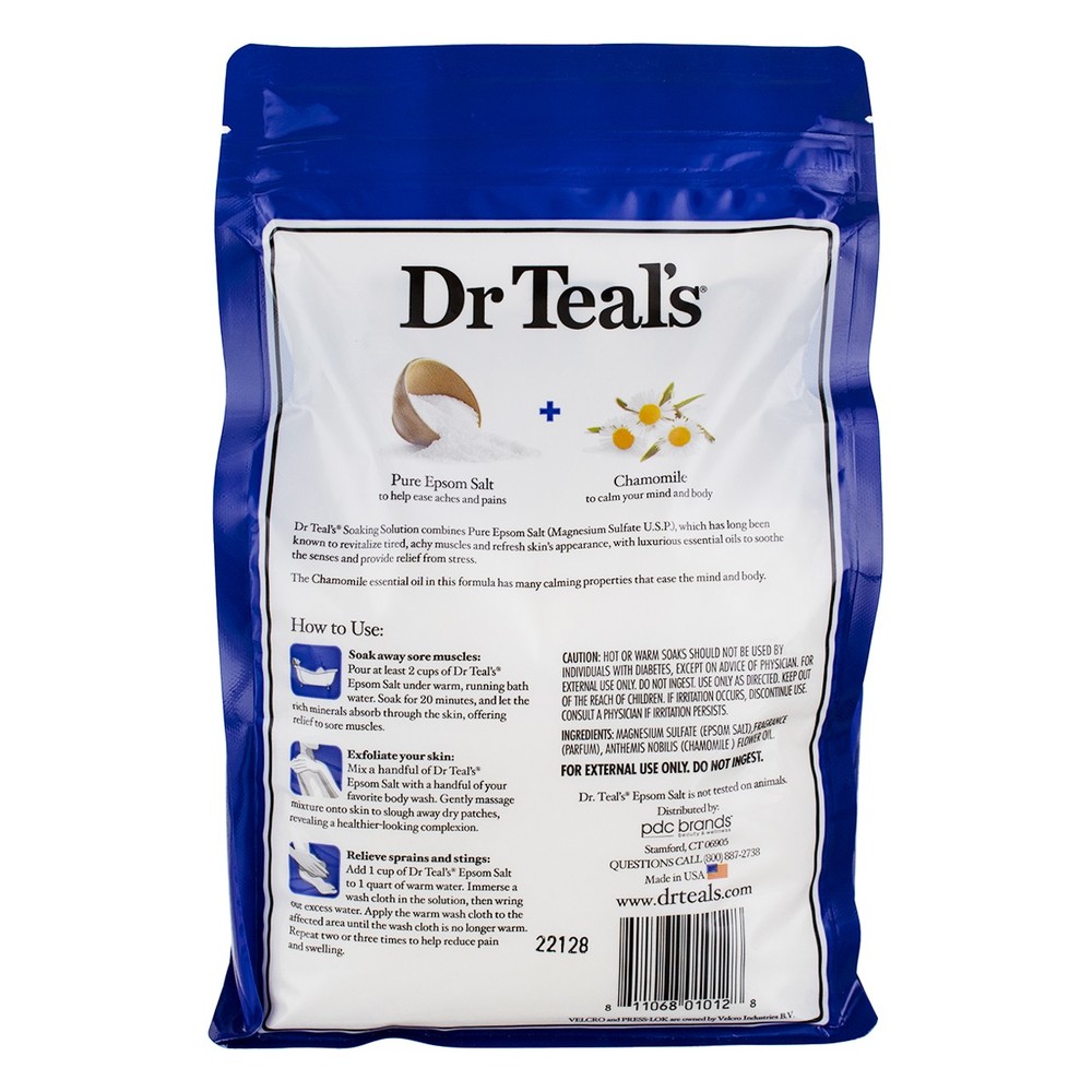 5 Pack Dr Teal's Pure Epsom Salt Soaking Solution, Chamomile, 3 lbs