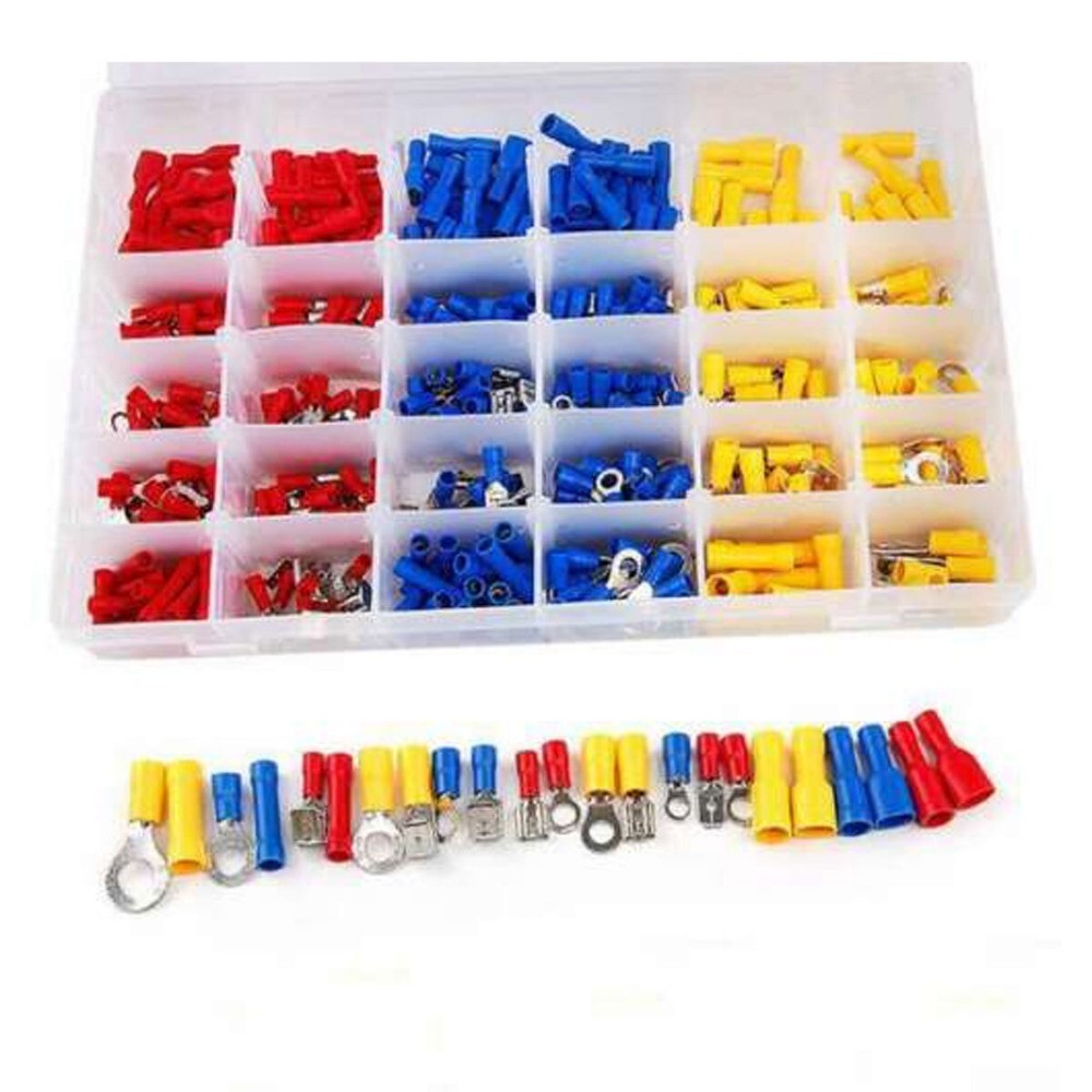 480PCS Assorted Electrical Wire Terminals Crimp Connectors Spade Insulated Kit