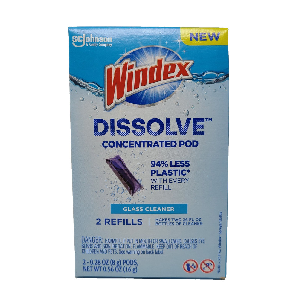 Windex Disolve Concentrated Pod 2 pack refills dissolves makes 2 26 oz bottles