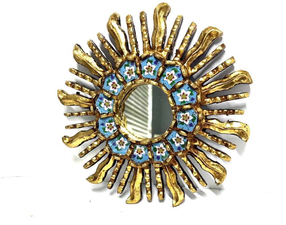 *Hand-Painted Peruvian Mirror: Boho Folk Wall Decor