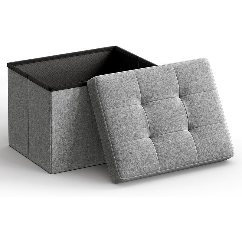 Folding Storage Ottoman Multi-Purpose Organizer Durable Upholstered Seat New