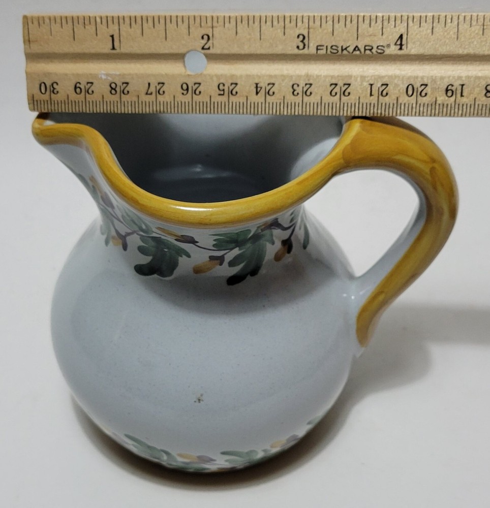 Signed Floral Hand Painted Ceramic Pitcher