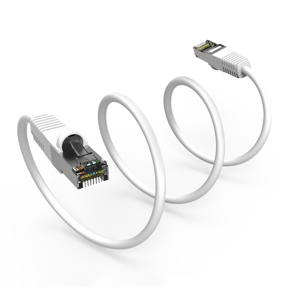 2FT Cat5E RJ45 Ethernet LAN Network FTP Shielded Patch Cable Pure Copper White
