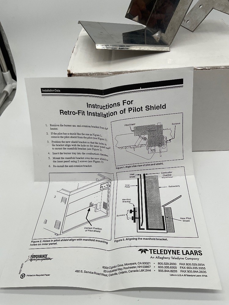 Teledyne Laars Pilot Shield Retrofit Pilot Shield Replacement Part New