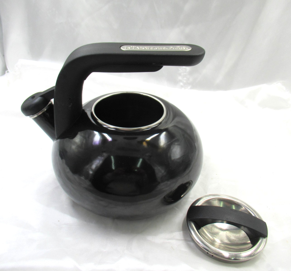 KitchenAid Black Whistling Tea Kettle Enamel Stainless Steel Ergonomic Handle
