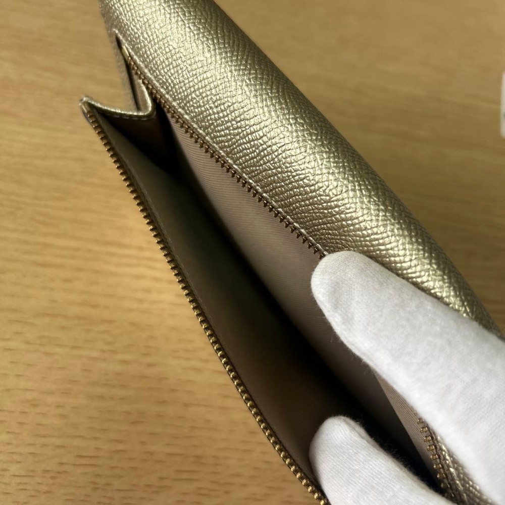 COACH Long Wallet Genuine Leather Gold