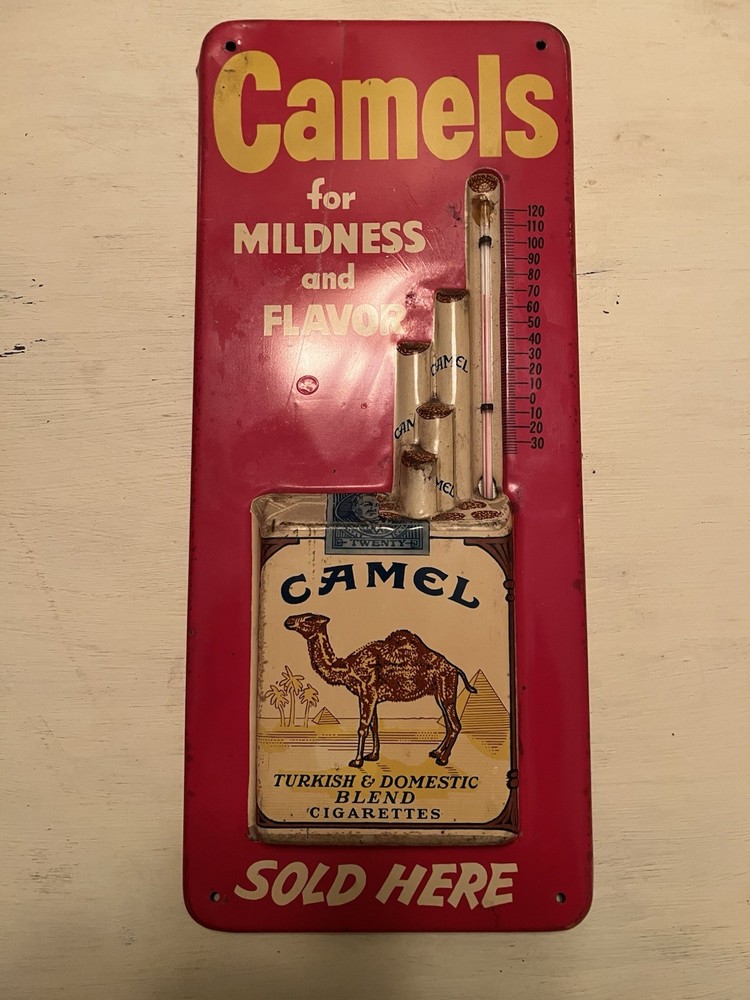 Original CAMEL Cigarettes Thermometer Advertising Sign