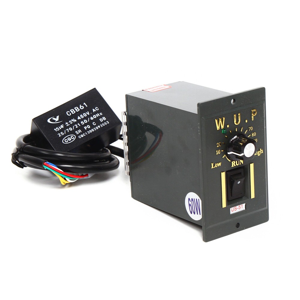 AC 110V Electric Gear Motor 60W Variable With Speed Controller Single-phase 1:10
