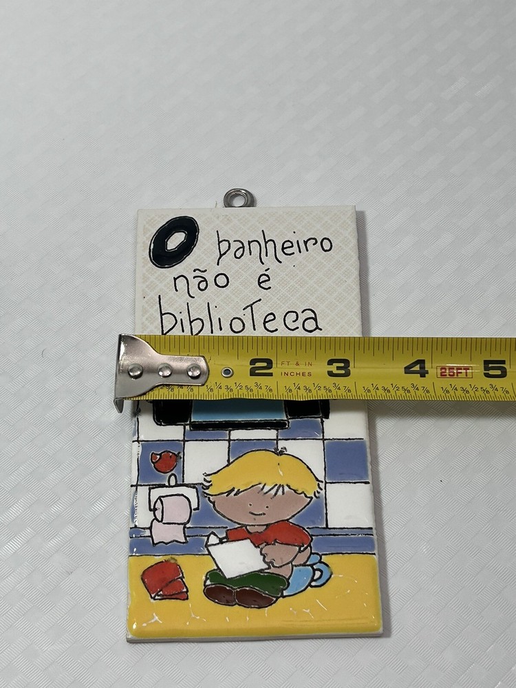 2 Hand Painted Bathroom Tile Plaques