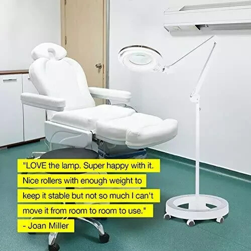 LightView Pro 6 Wheel Rolling Base Magnifying Floor Lamp - Magnifier Bright LED