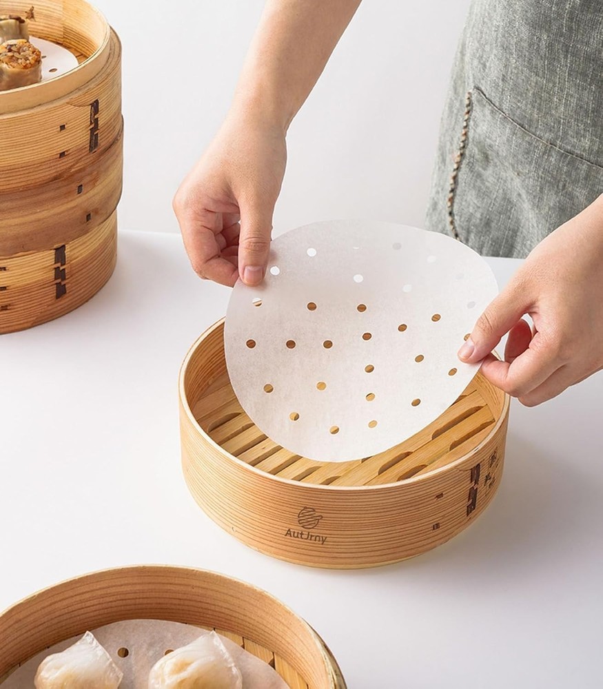 100 Disposable Non-Stick 8-Inch Steamer Liners for High-Performance Cooking