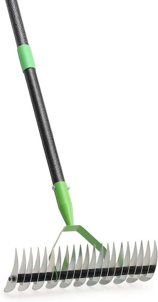 63” Thatch Rake Dethatcher Rakes for Lawns, Heavy Duty 21 Curved Double-Side Sha