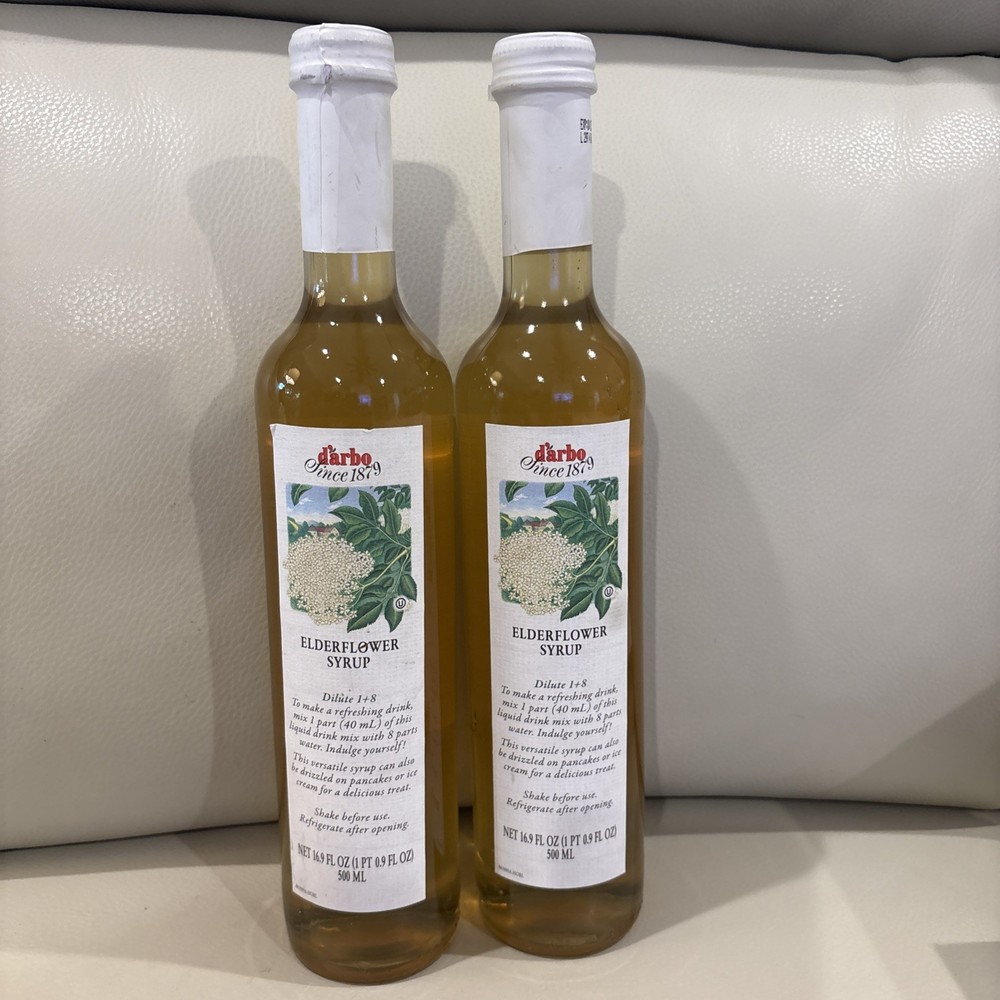 2 Pack ~ D’arbo All-Natural Elderflower Fruit Syrup, 500ml 16.9oz