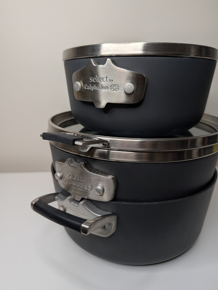 Calphalon Premier Space-Saving Hard-Anodized Nonstick Cookware Set, Black,
