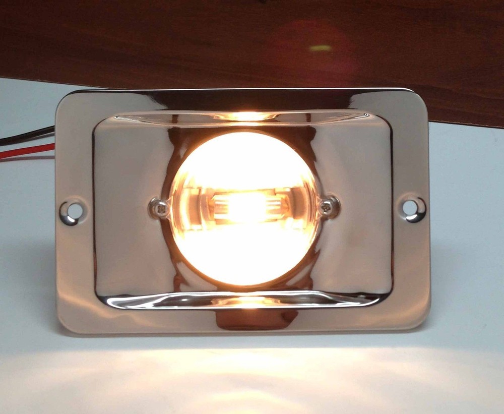 MARINE BOAT STERN LIGHT RECTANGULAR STAINLESS STEEL SPASHPROOF FLUSH MOUNT
