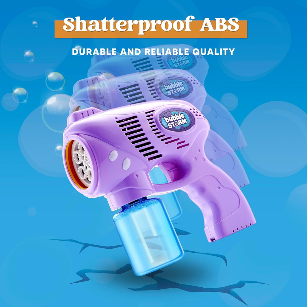 2 Bubble Guns with 2 Bottles Bubble Refill Solution, Bubble Machine Gun for K...