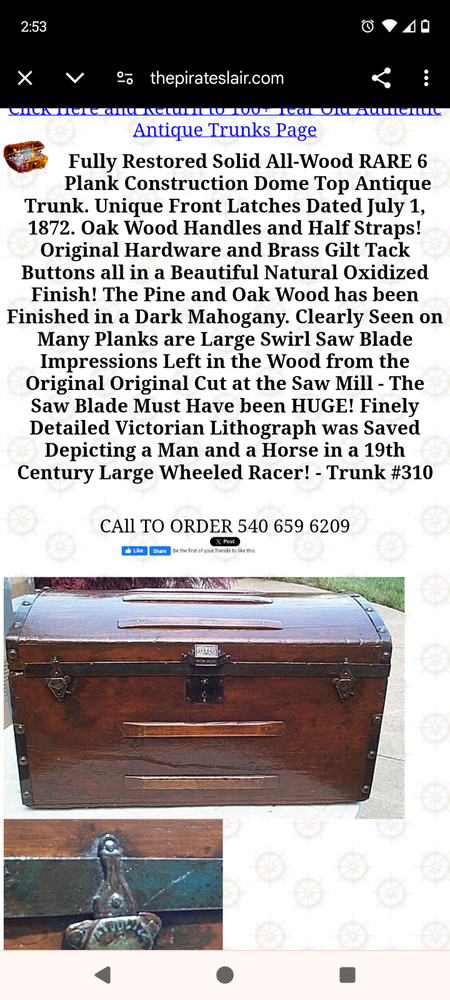 65518   Antique Dome Top Trunk Storage Chest