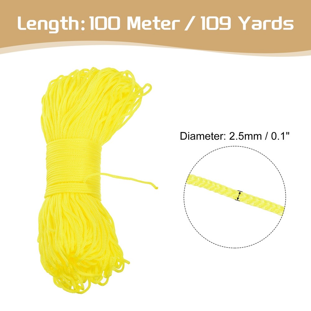 Macrame Cord 2.5mm x 109 Yard, Polyester Macrame Rope Twisted Yarn-Light Yellow