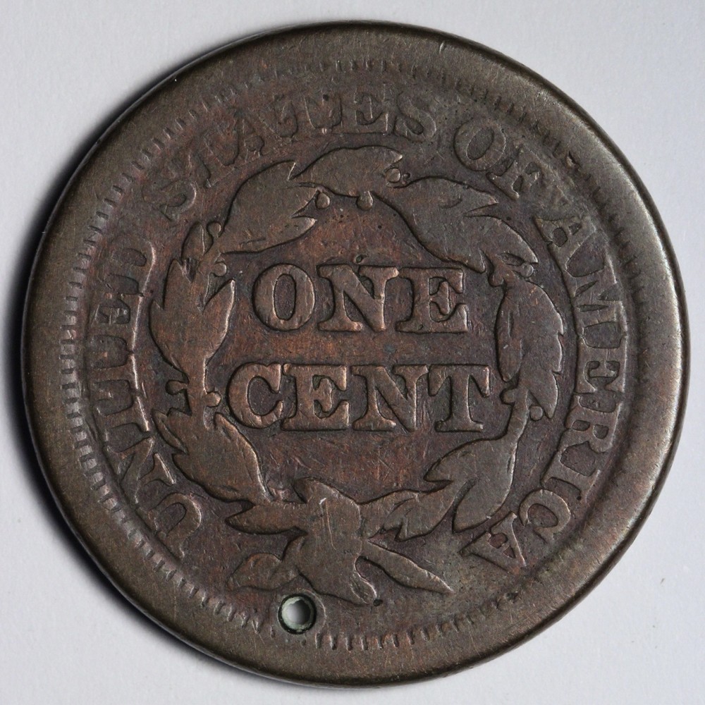 1850 Braided Hair Large Cent E127 WRM